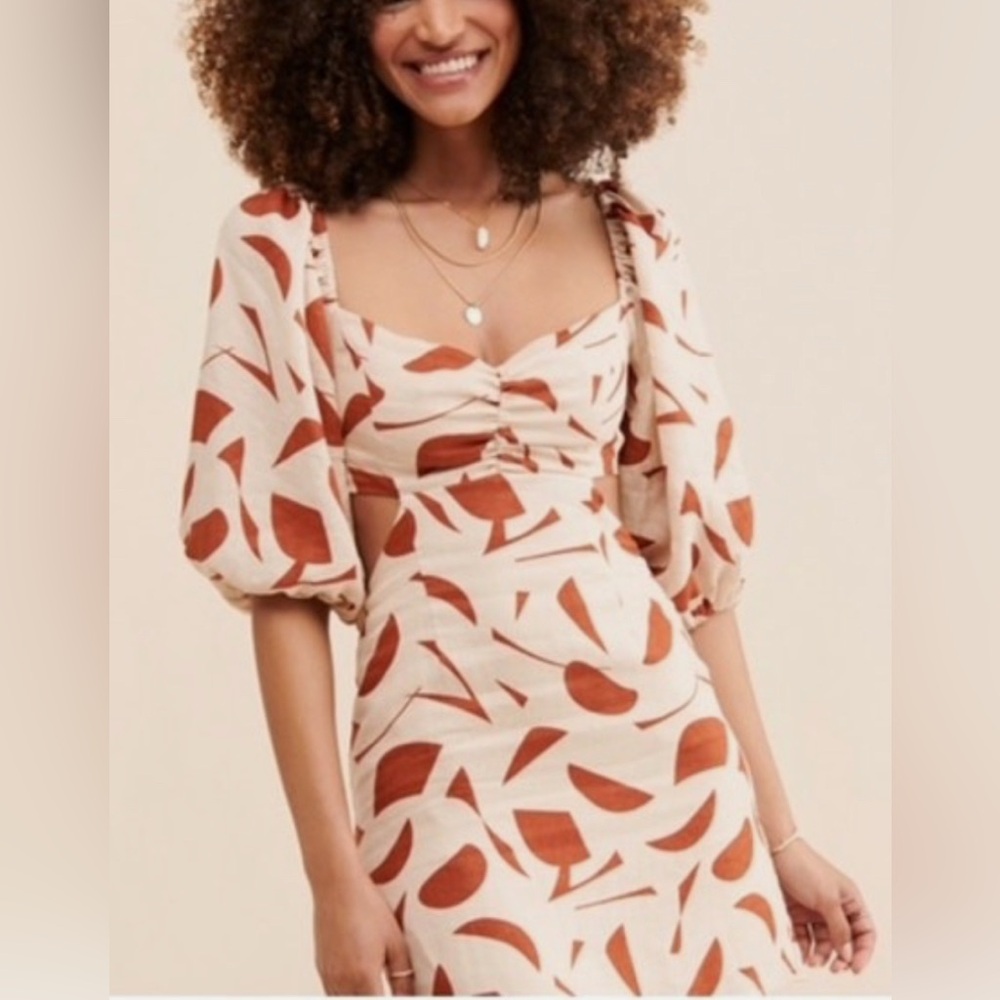 Astr Cream and Brown Mini Dress